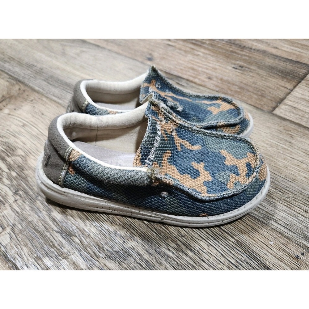 HEY DUDE Kids Wally Youth CAMO Sox Army Slip On Casual Shoe Size K 11 No Strings